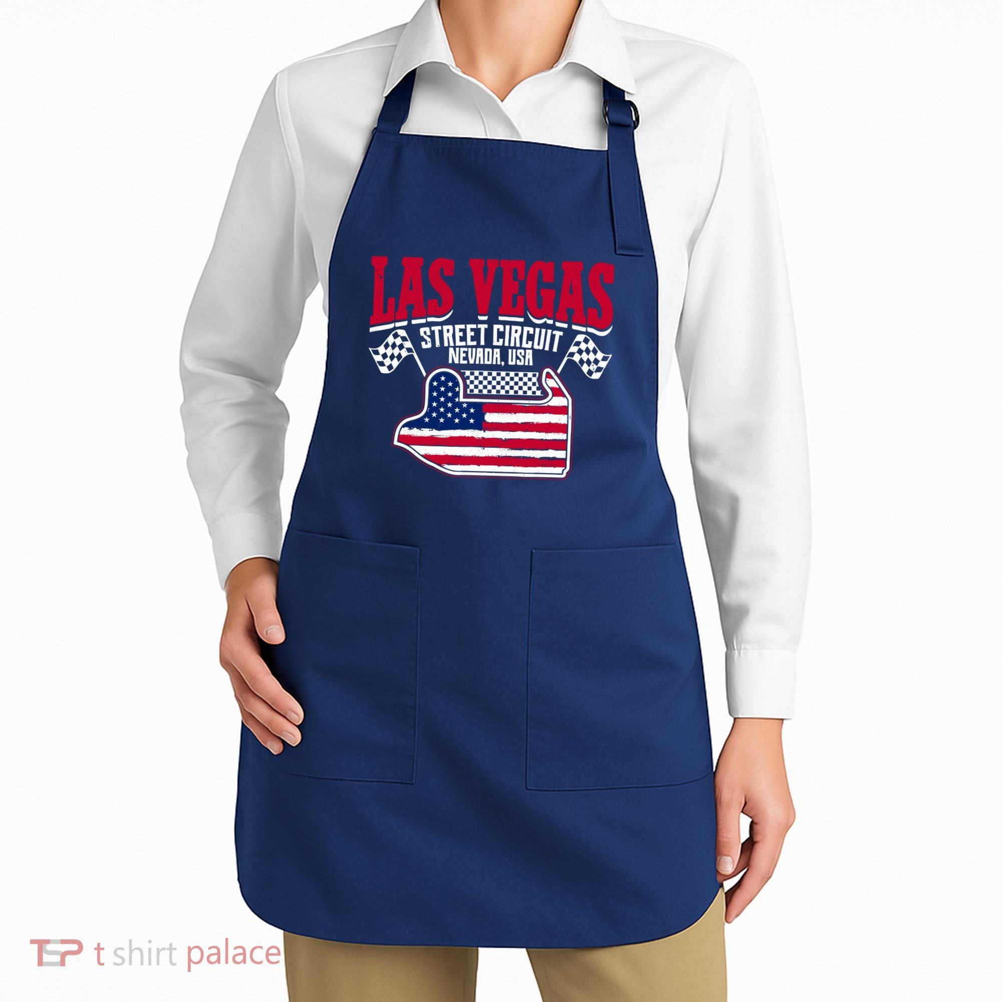 Formula Racing Las Vegas Circuit Open Wheel Car Usa Flag Apron