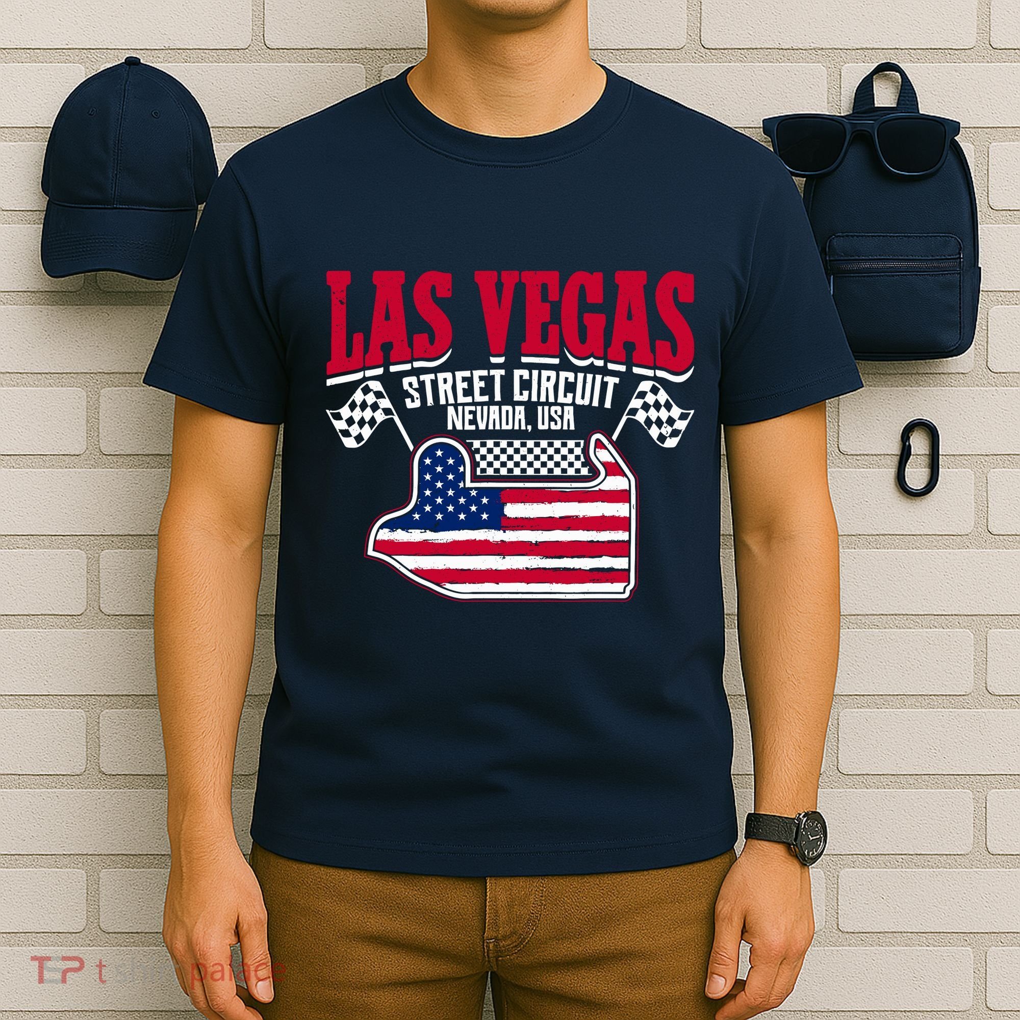 Formula Racing Las Vegas Circuit Open Wheel Car Usa Flag T-Shirt
