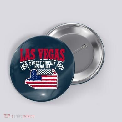 Formula Racing Las Vegas Circuit Open Wheel Car Usa Flag Button