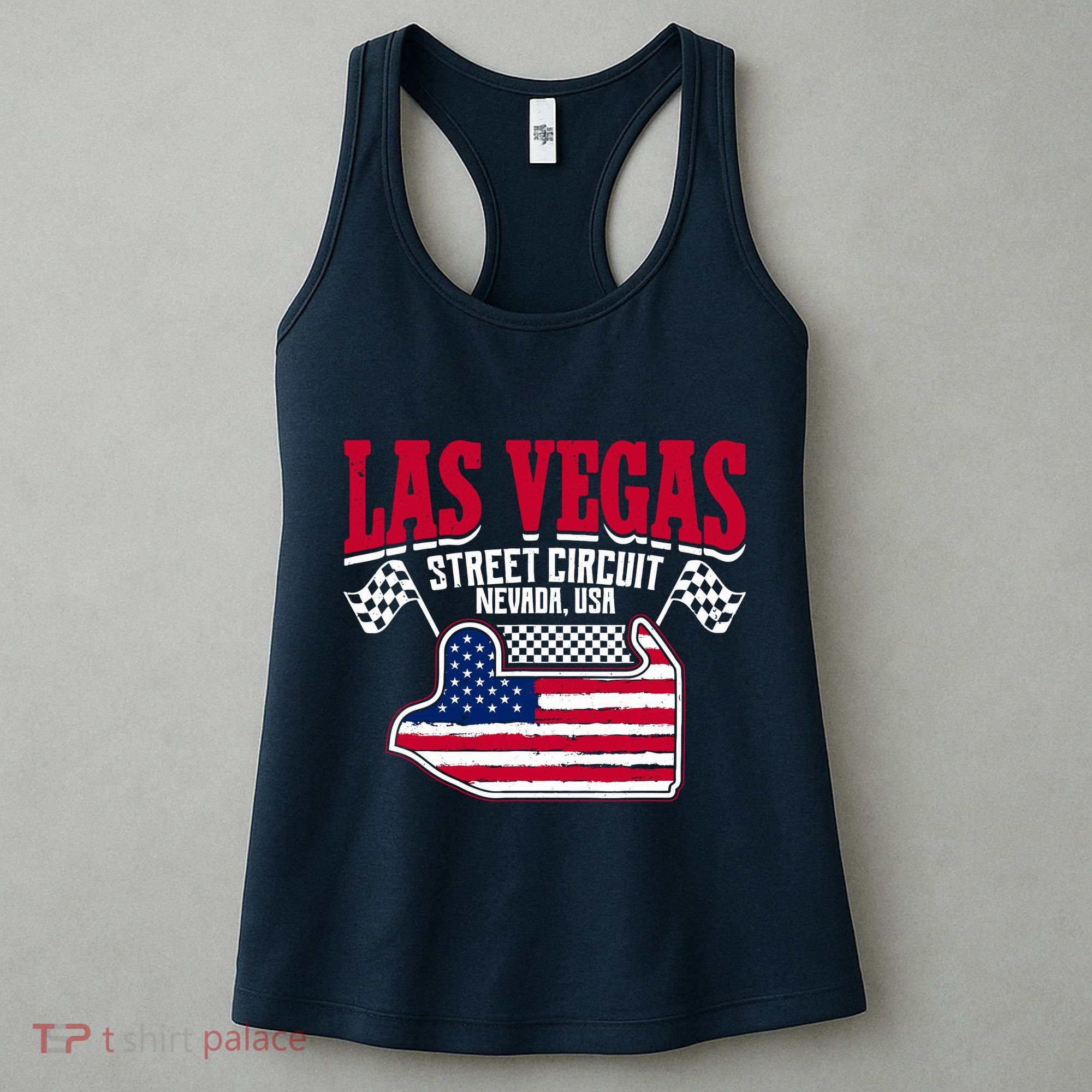 Formula Racing Las Vegas Circuit Open Wheel Car Usa Flag Women's Tank Top