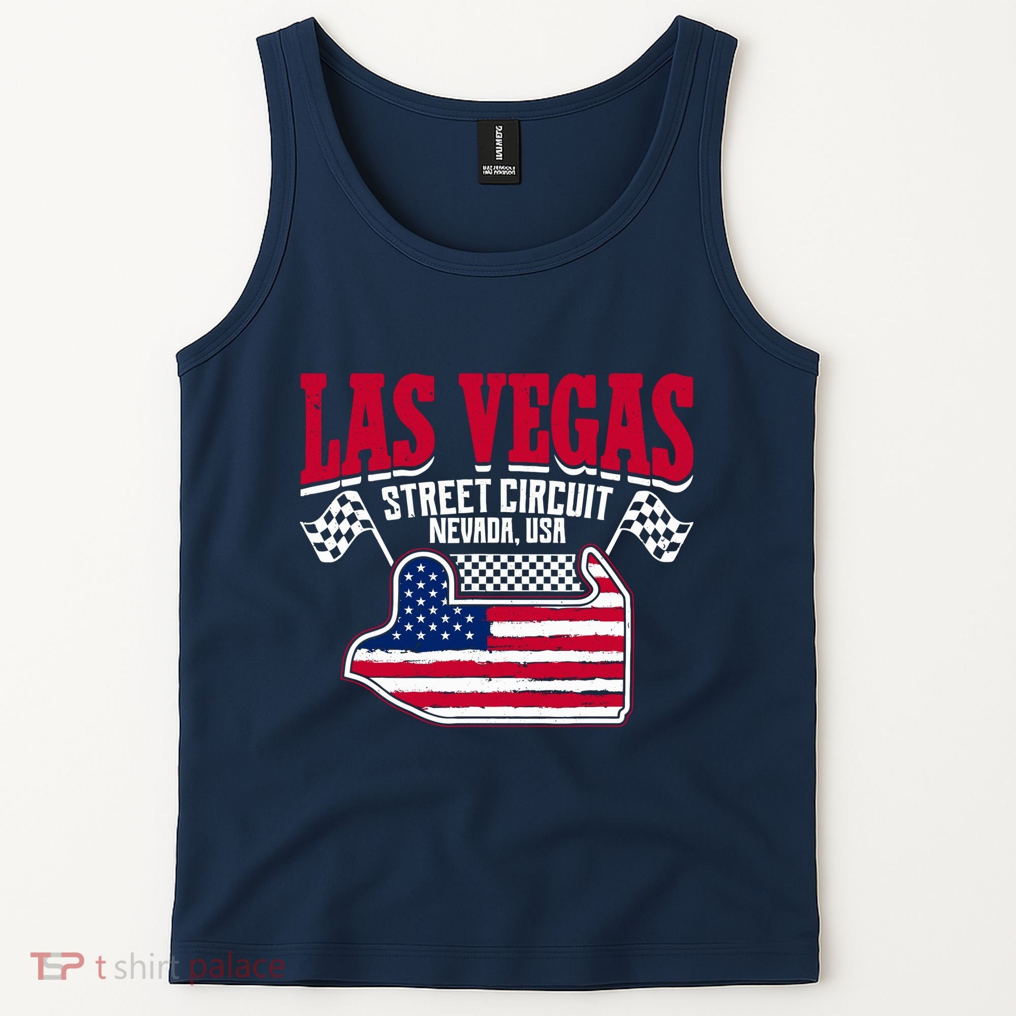Formula Racing Las Vegas Circuit Open Wheel Car Usa Flag Tank Top
