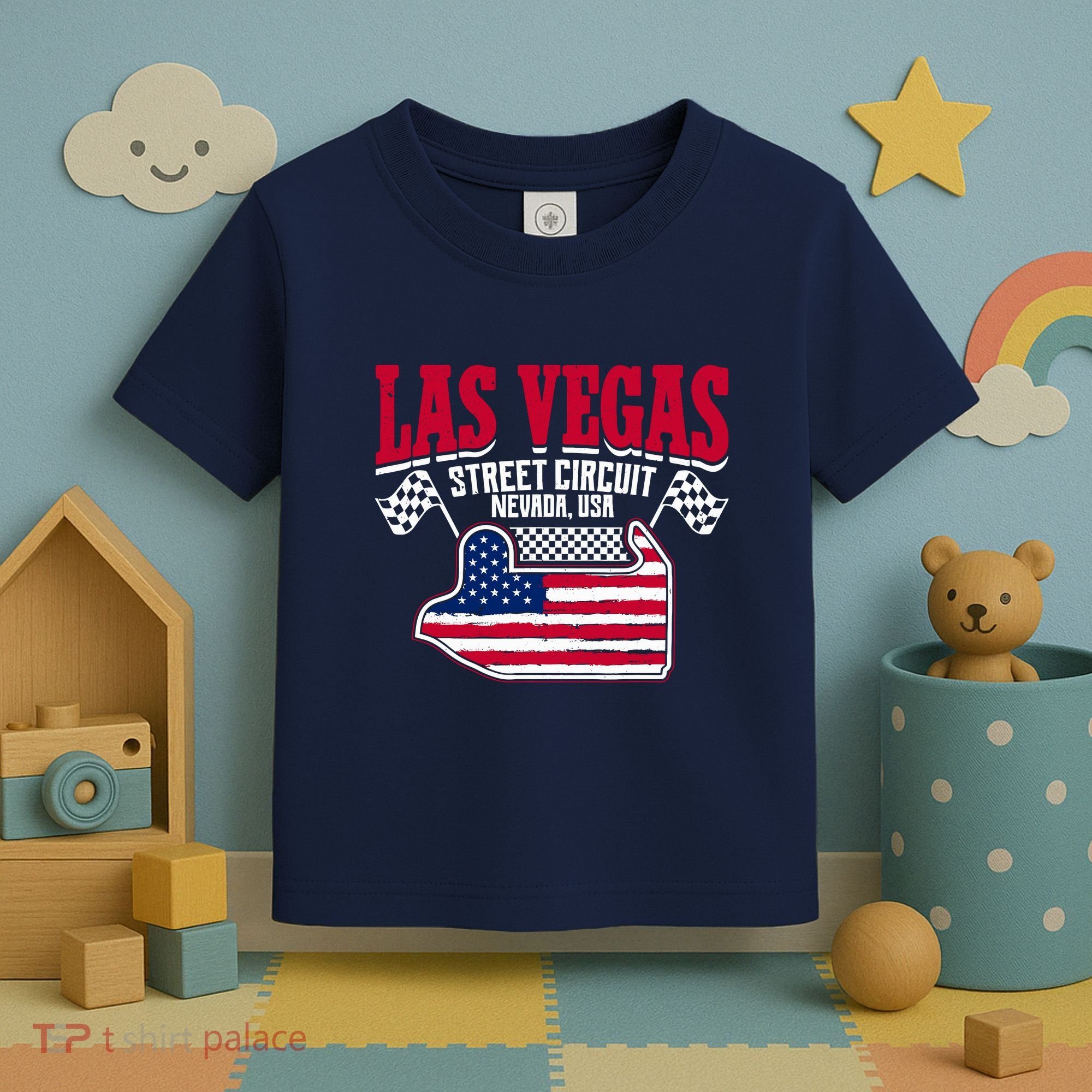 Formula Racing Las Vegas Circuit Open Wheel Car Usa Flag Toddler T-Shirt