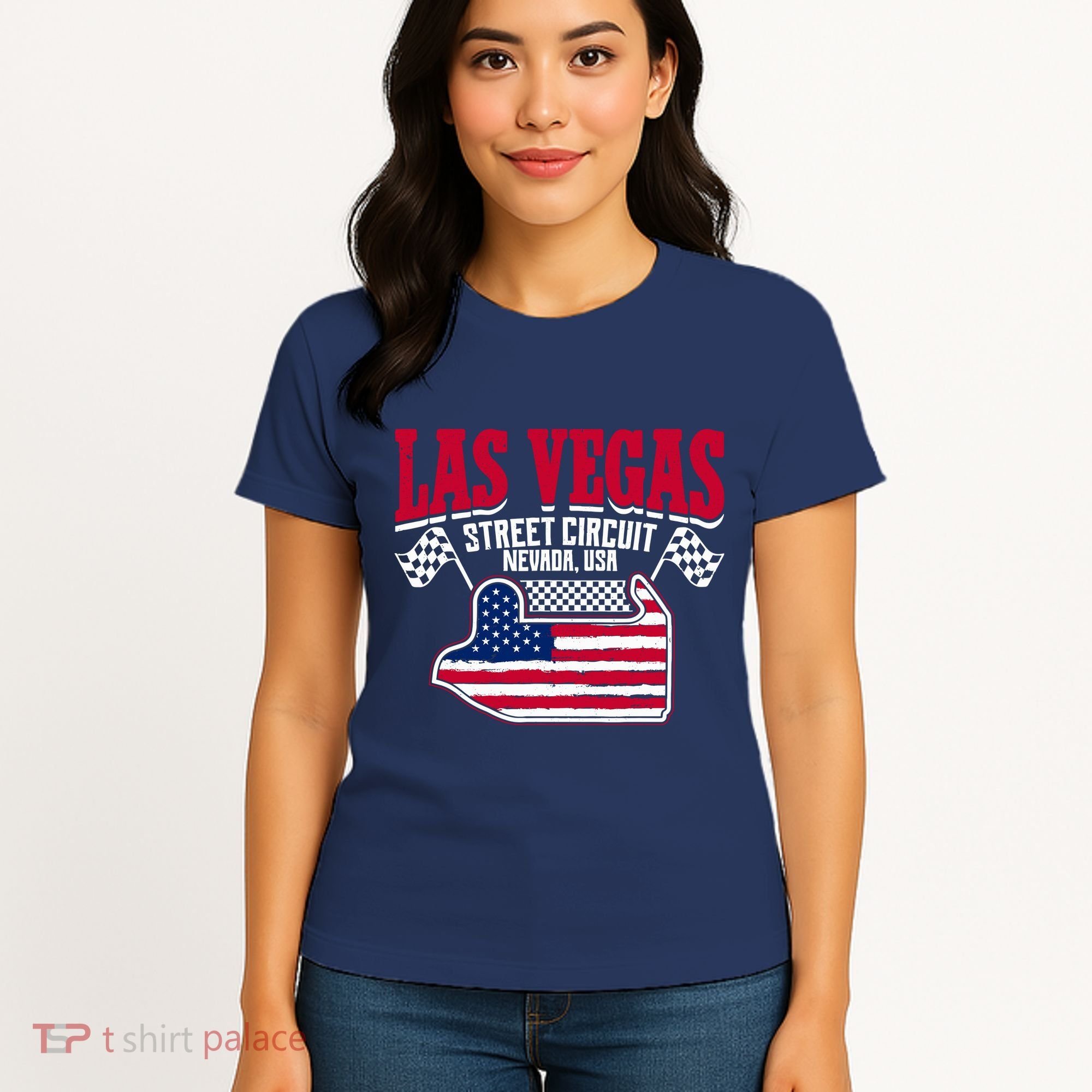 Formula Racing Las Vegas Circuit Open Wheel Car Usa Flag Women's T-Shirt