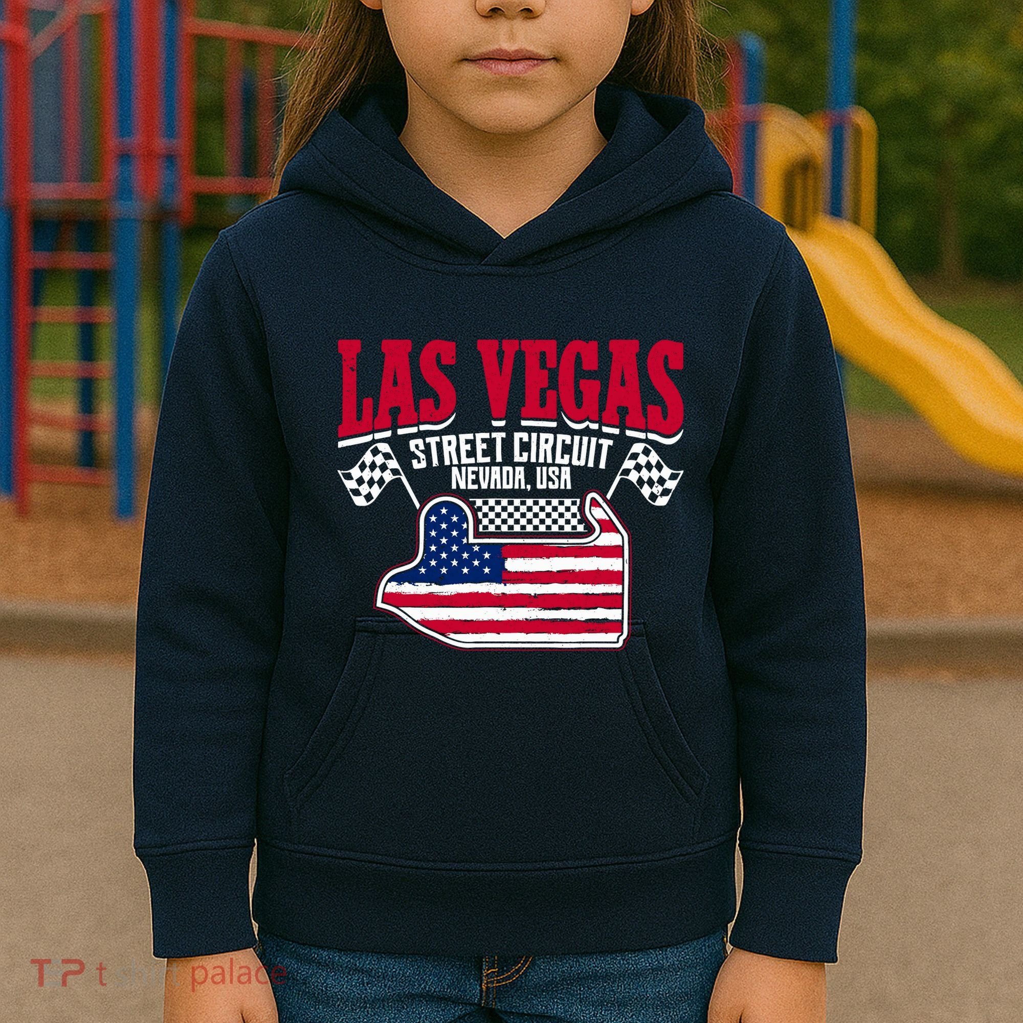 Formula Racing Las Vegas Circuit Open Wheel Car Usa Flag Kids Hoodie