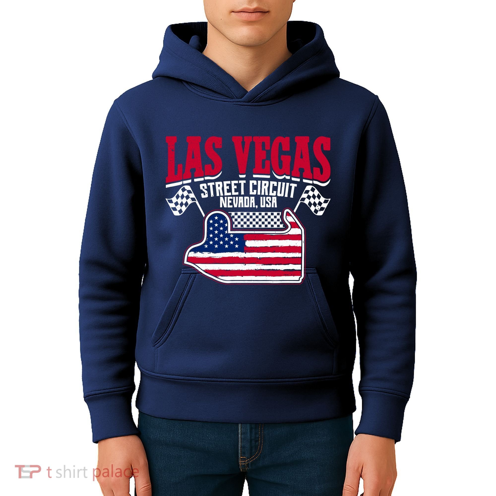Formula Racing Las Vegas Circuit Open Wheel Car Usa Flag Kids Hoodie