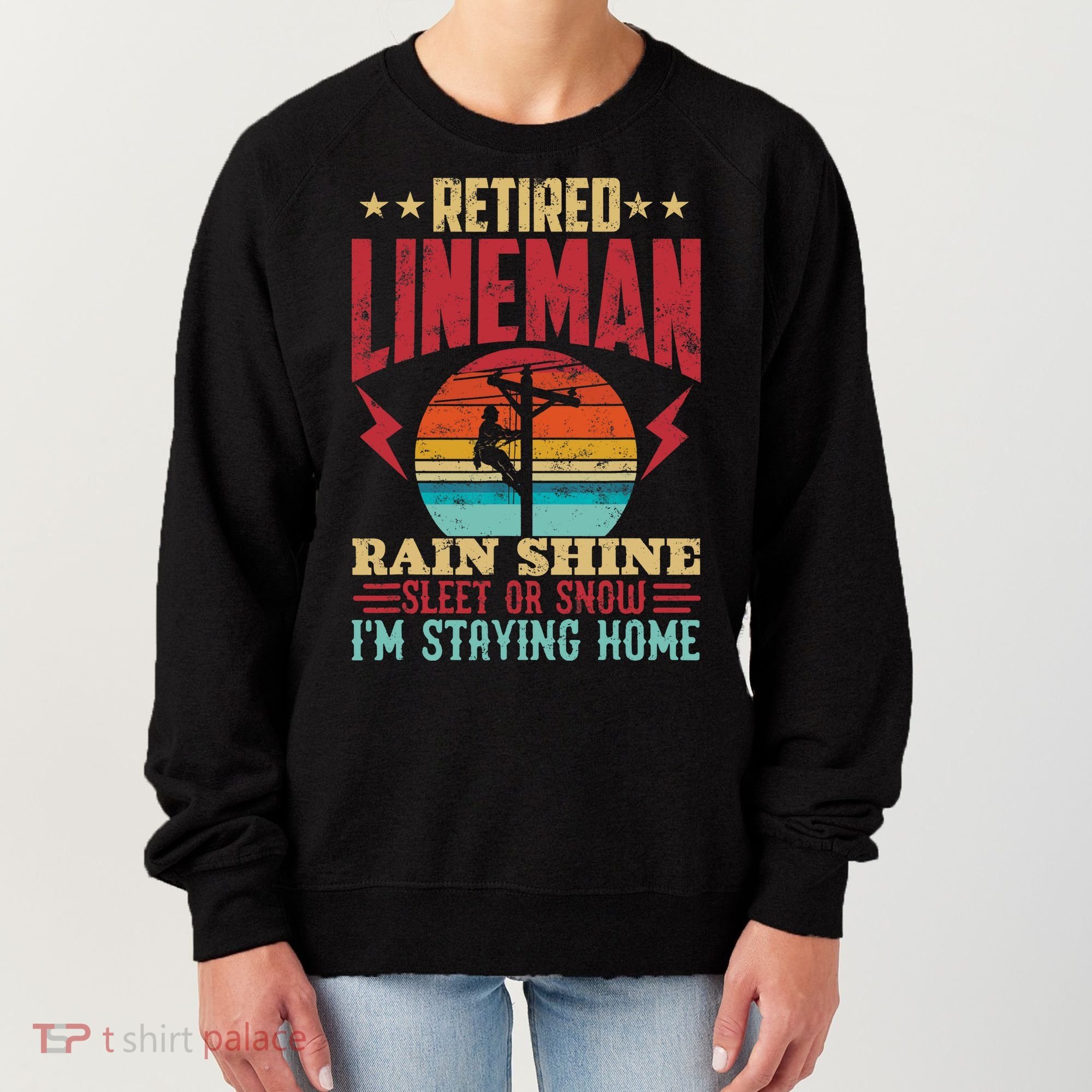 Funny Retired Lineman For Retirement Dad Grandpa Women's Sweatshirt