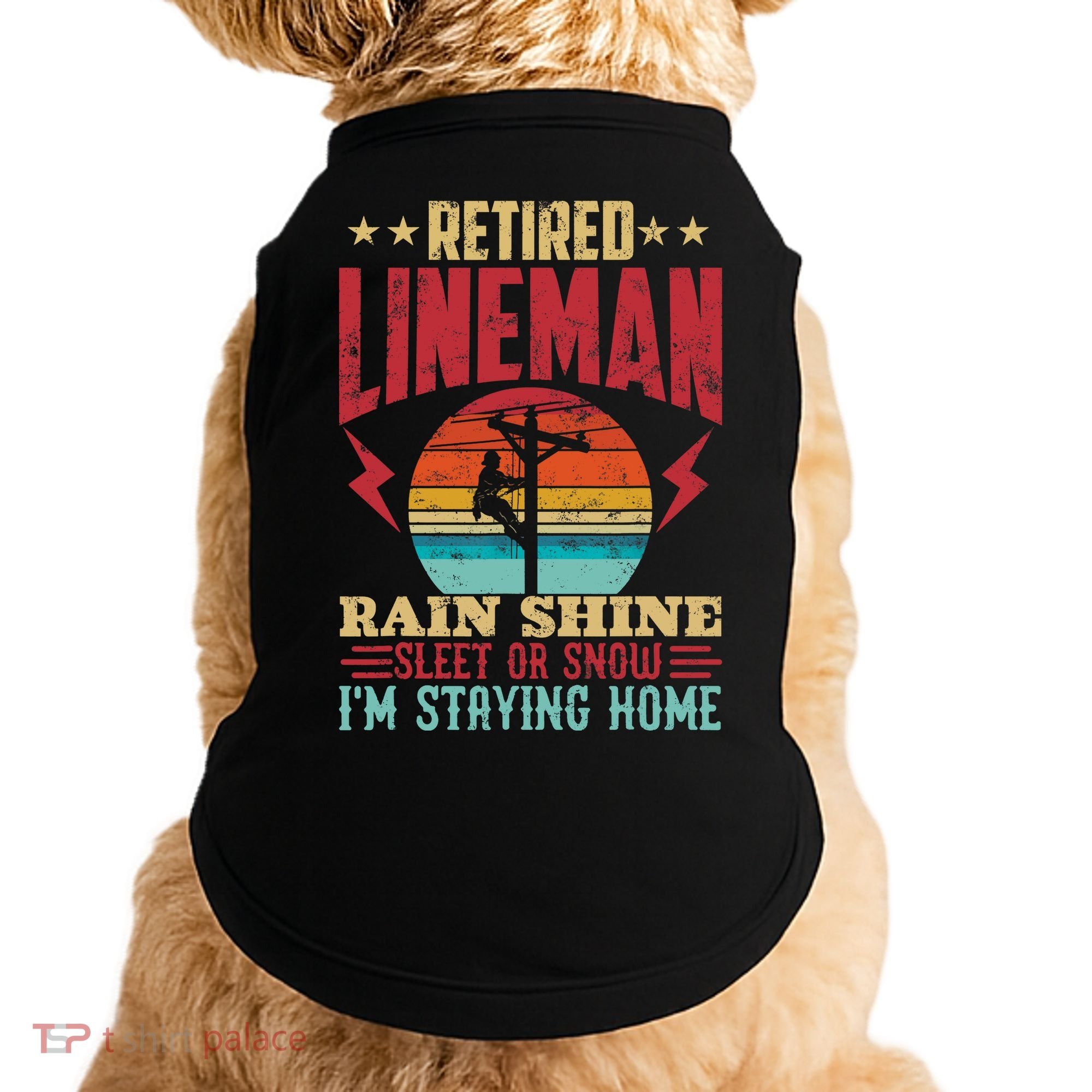 Funny Retired Lineman For Retirement Dad Grandpa Doggie Tank