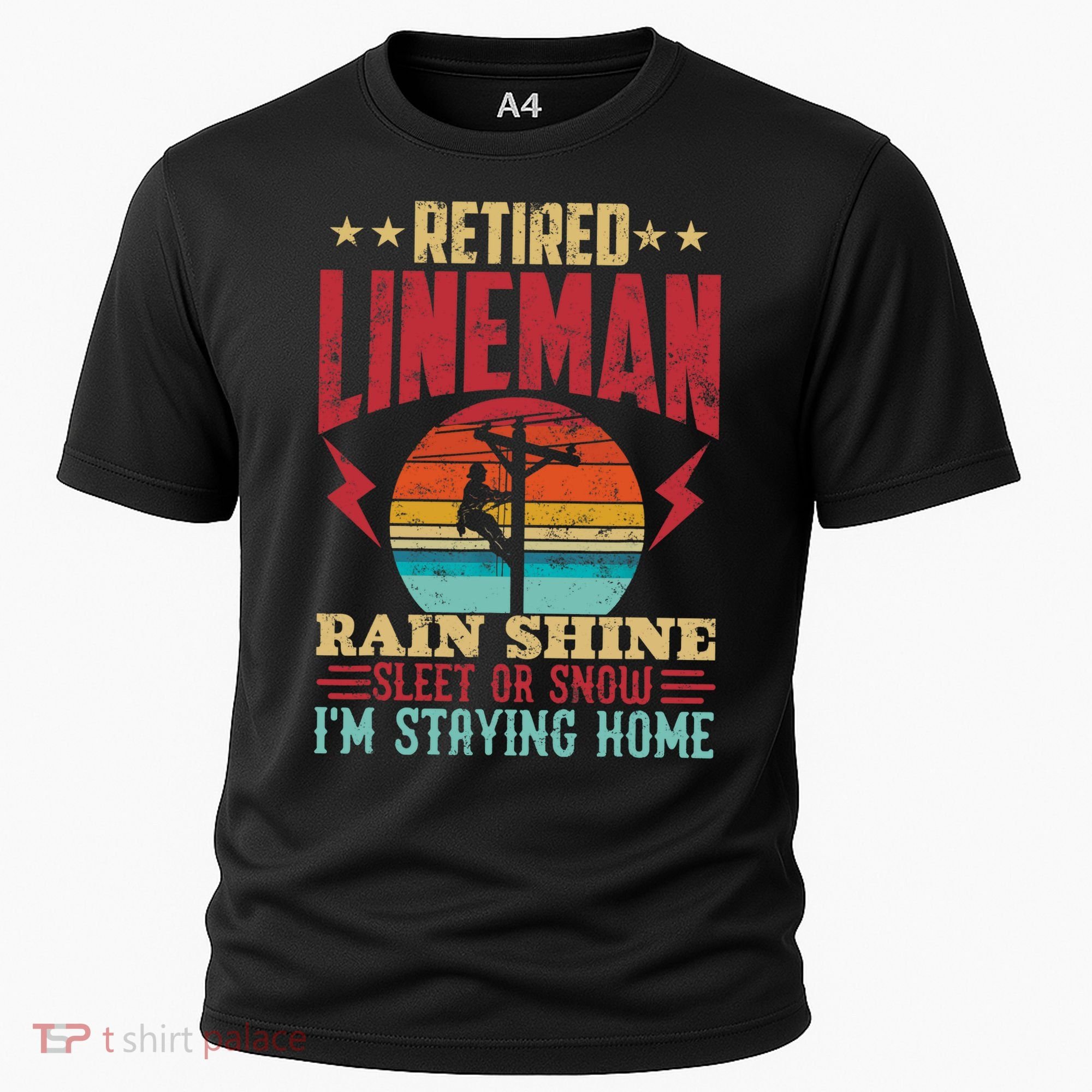 Funny Retired Lineman For Retirement Dad Grandpa Cooling Performance Crew T-Shirt