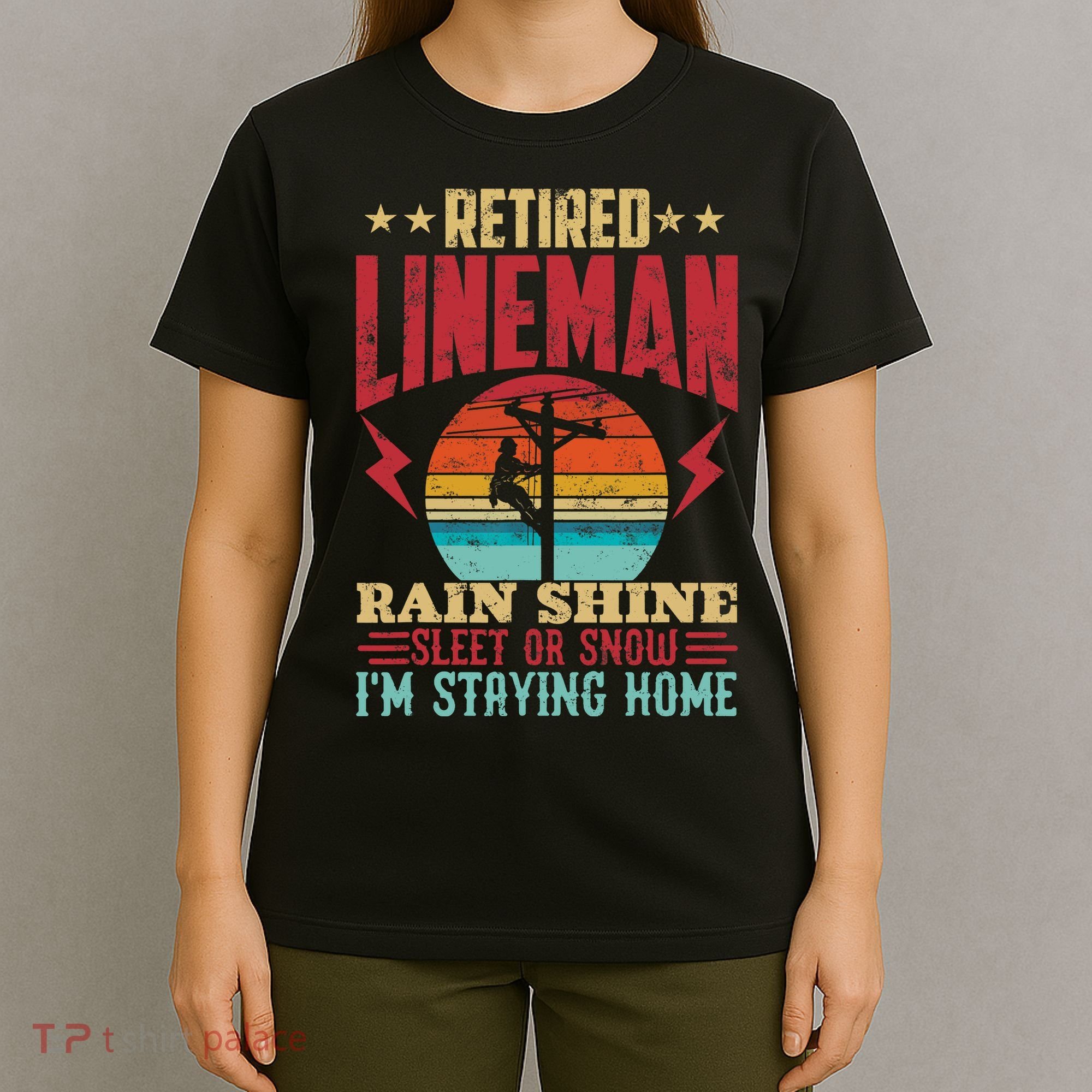 Funny Retired Lineman For Retirement Dad Grandpa T-Shirt
