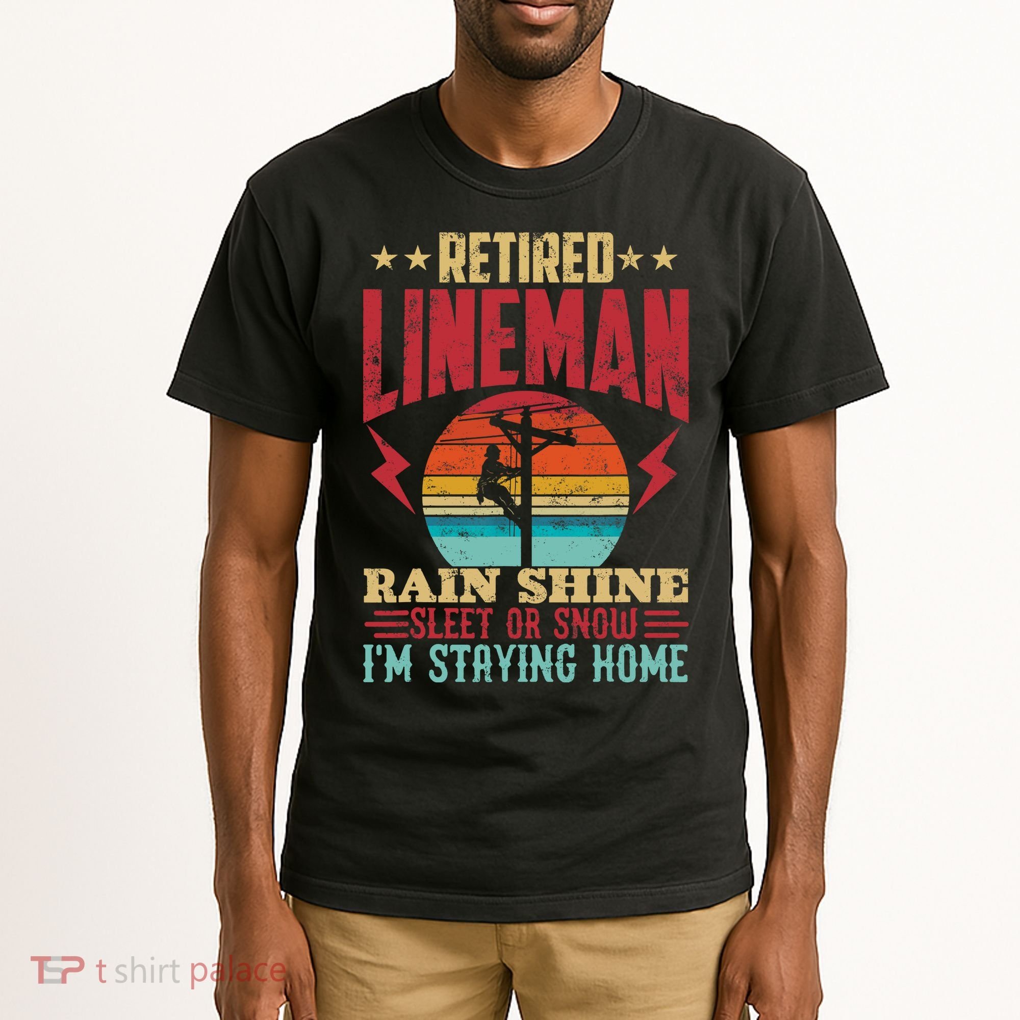 Funny Retired Lineman For Retirement Dad Grandpa Tall T-Shirt