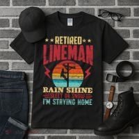 Funny Retired Lineman For Retirement Dad Grandpa Tall T-Shirt thumb 3