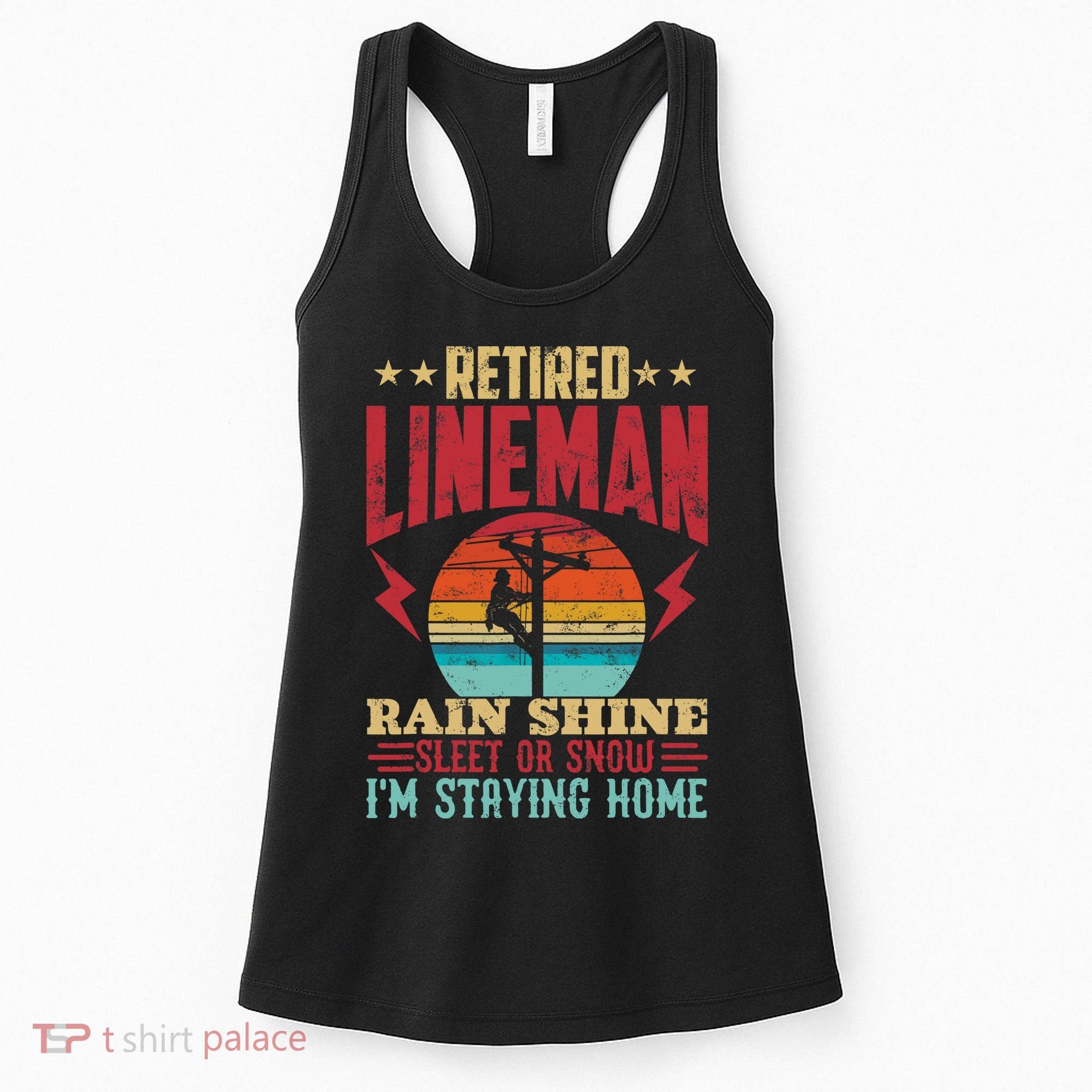 Funny Retired Lineman For Retirement Dad Grandpa Women's Tank Top