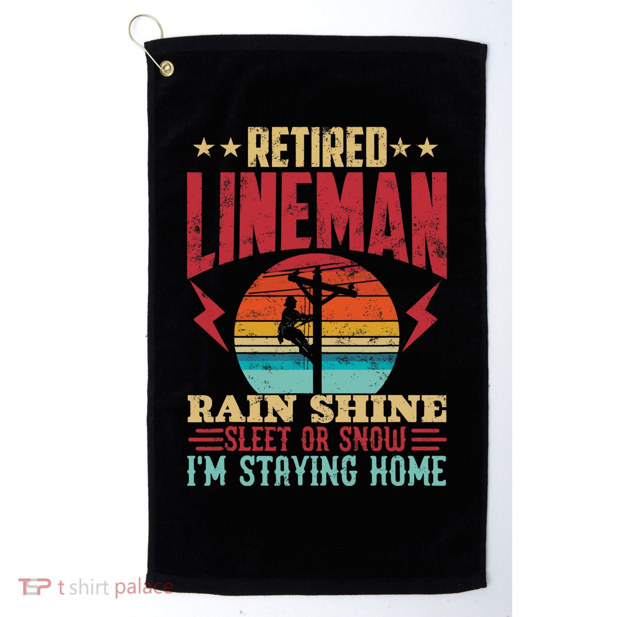 Funny Retired Lineman For Retirement Dad Grandpa Golf Towel