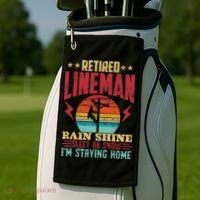 Funny Retired Lineman For Retirement Dad Grandpa Golf Towel thumb 2