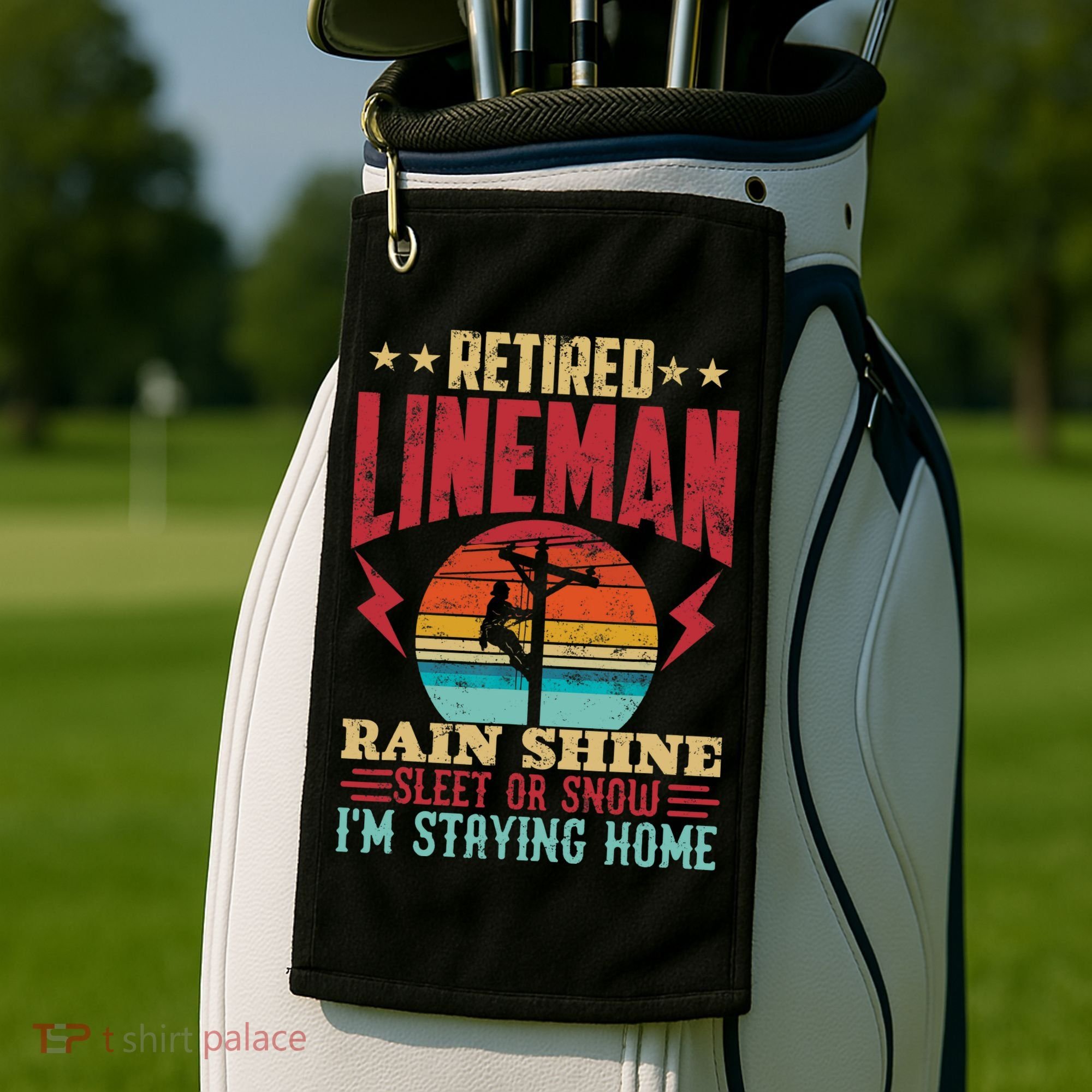 Funny Retired Lineman For Retirement Dad Grandpa Golf Towel