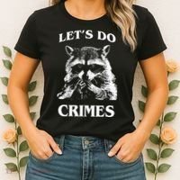 Funny Raccoon Lets Do Crimes Trashed Racoon Panda Lovers Women's T-Shirt thumb 2