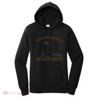 Funny Racoon Life Happens Pilates Helps Quote Motivation Women's Hoodie thumb 0