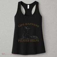 Funny Racoon Life Happens Pilates Helps Quote Motivation Women's Tank Top thumb 3