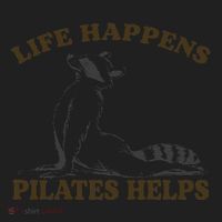 Funny Racoon Life Happens Pilates Helps Quote Motivation Hat thumb 2