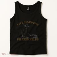Funny Racoon Life Happens Pilates Helps Quote Motivation Tank Top thumb 2