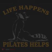 Funny Racoon Life Happens Pilates Helps Quote Motivation Tote Bag thumb 4