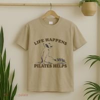 Funny Racoon Life Happens Pilates Helps Quote Motivation T-Shirt thumb 2