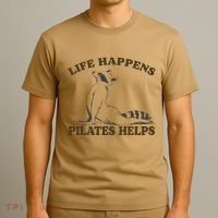 Funny Racoon Life Happens Pilates Helps Quote Motivation T-Shirt thumb 3