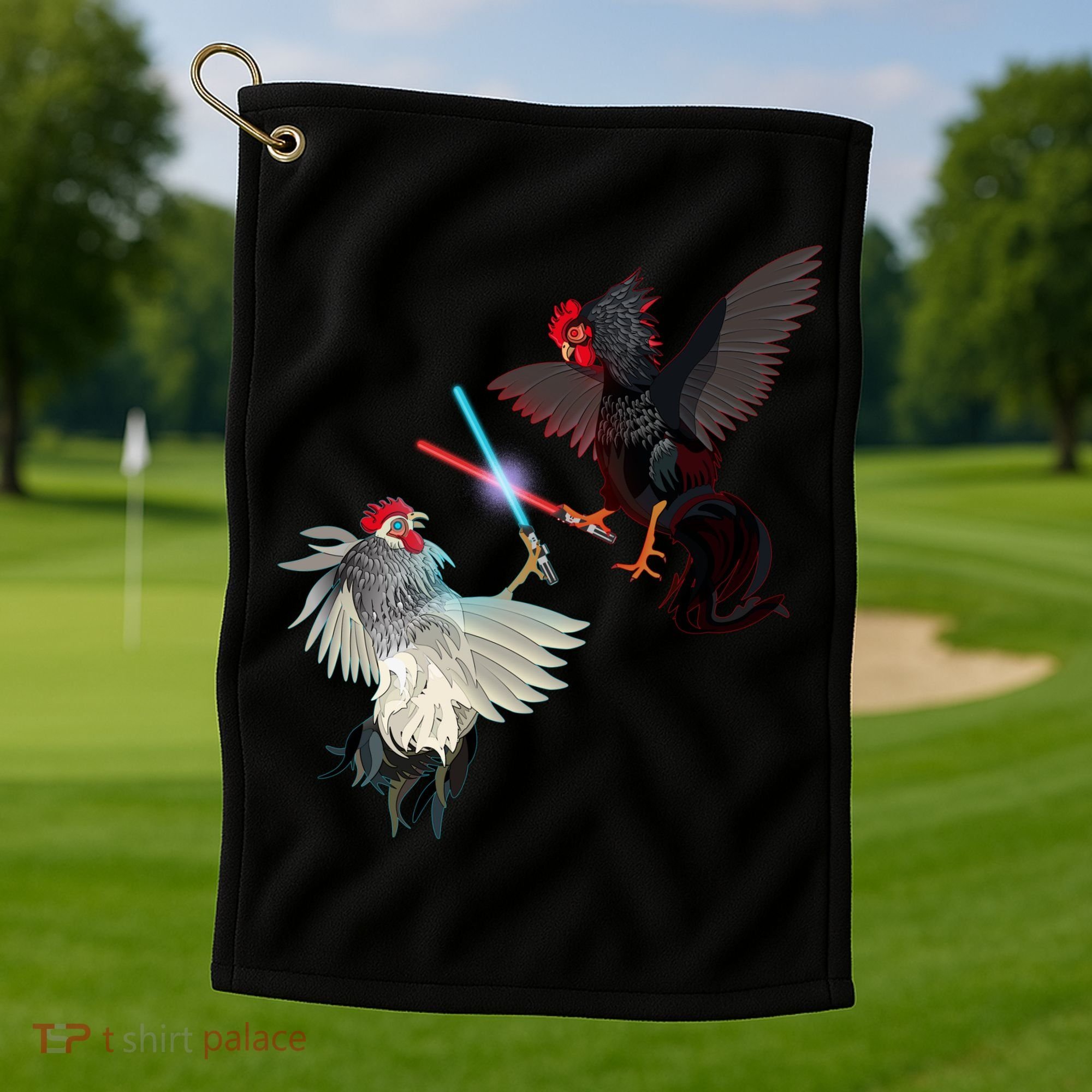 Fighting Rosters Lightsaber Cockfight Golf Towel