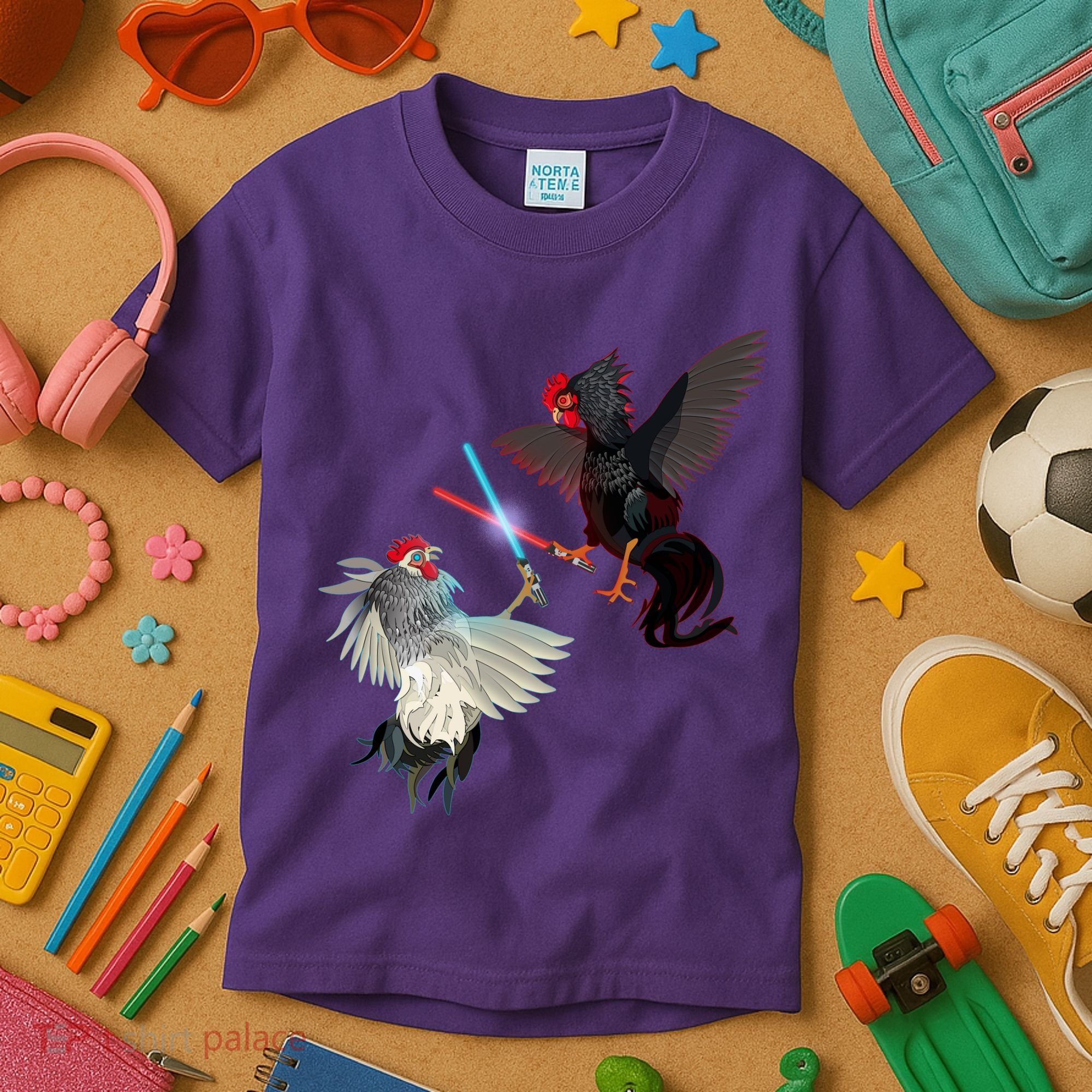 Fighting Rosters Lightsaber Cockfight Kids T-Shirt