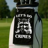 Funny Raccoon Lets Do Crimes Trashed Racoon Panda Lovers Golf Towel thumb 2