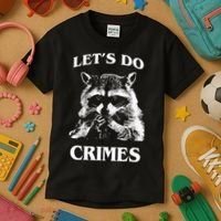 Funny Raccoon Lets Do Crimes Trashed Racoon Panda Lovers Kids T-Shirt thumb 3