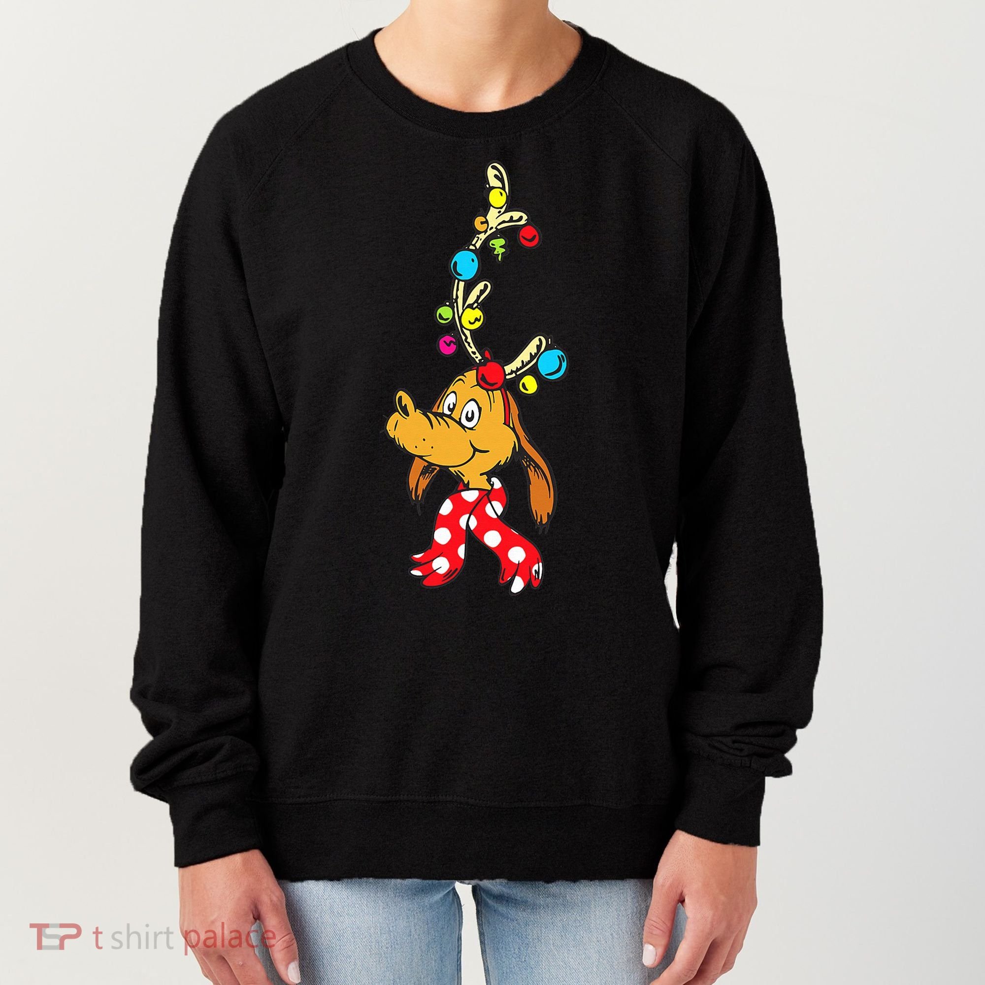 Funny Reindeer Max Dog Christmas  Women's Sweatshirt
