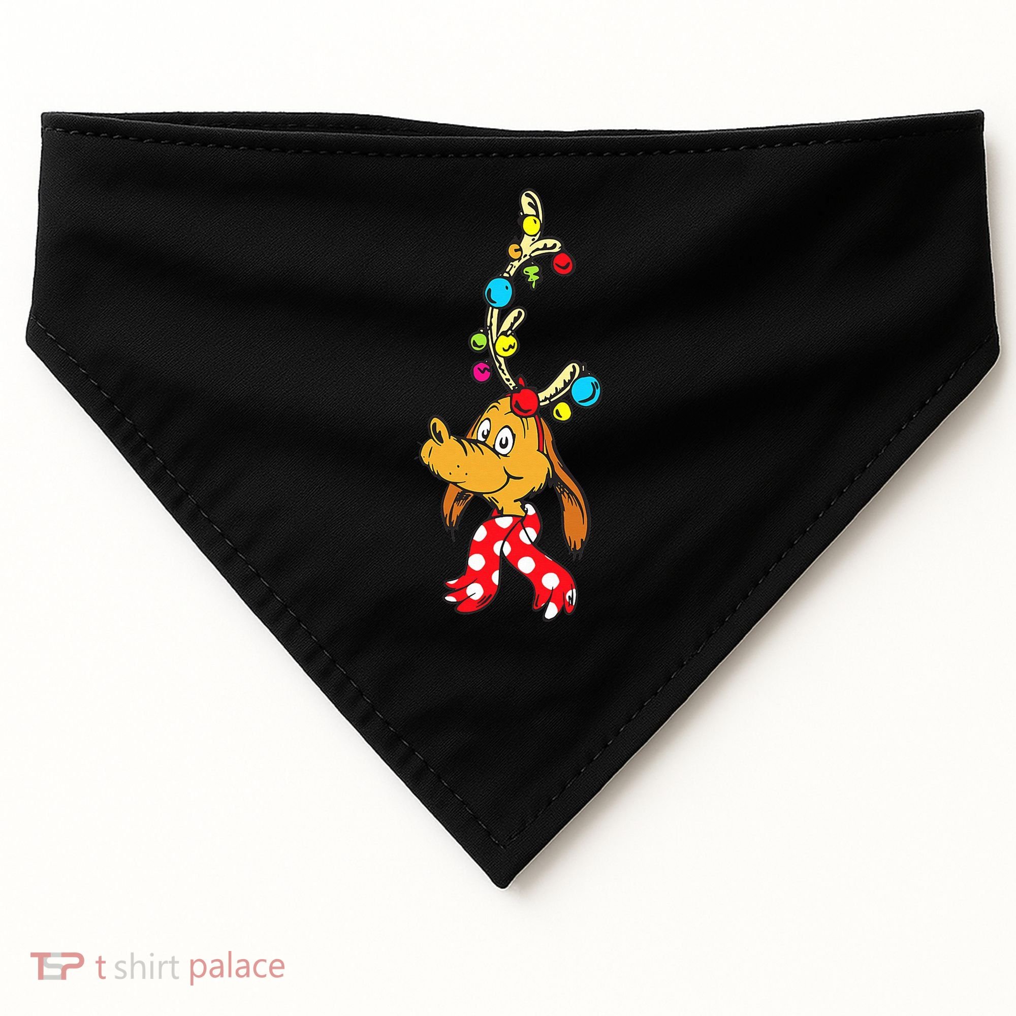 Funny Reindeer Max Dog Christmas  USA-Made Doggie Bandana