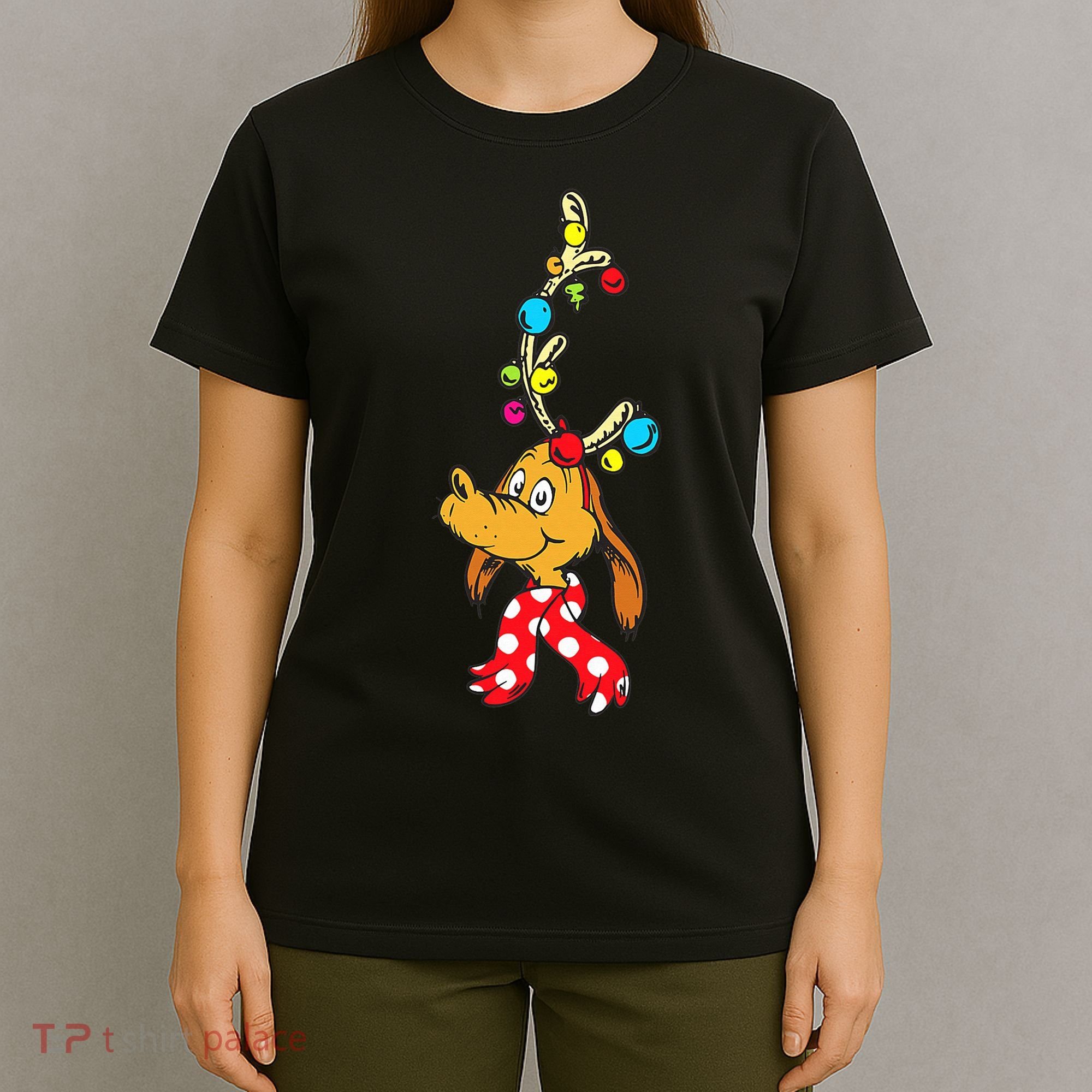 Funny Reindeer Max Dog Christmas  T-Shirt
