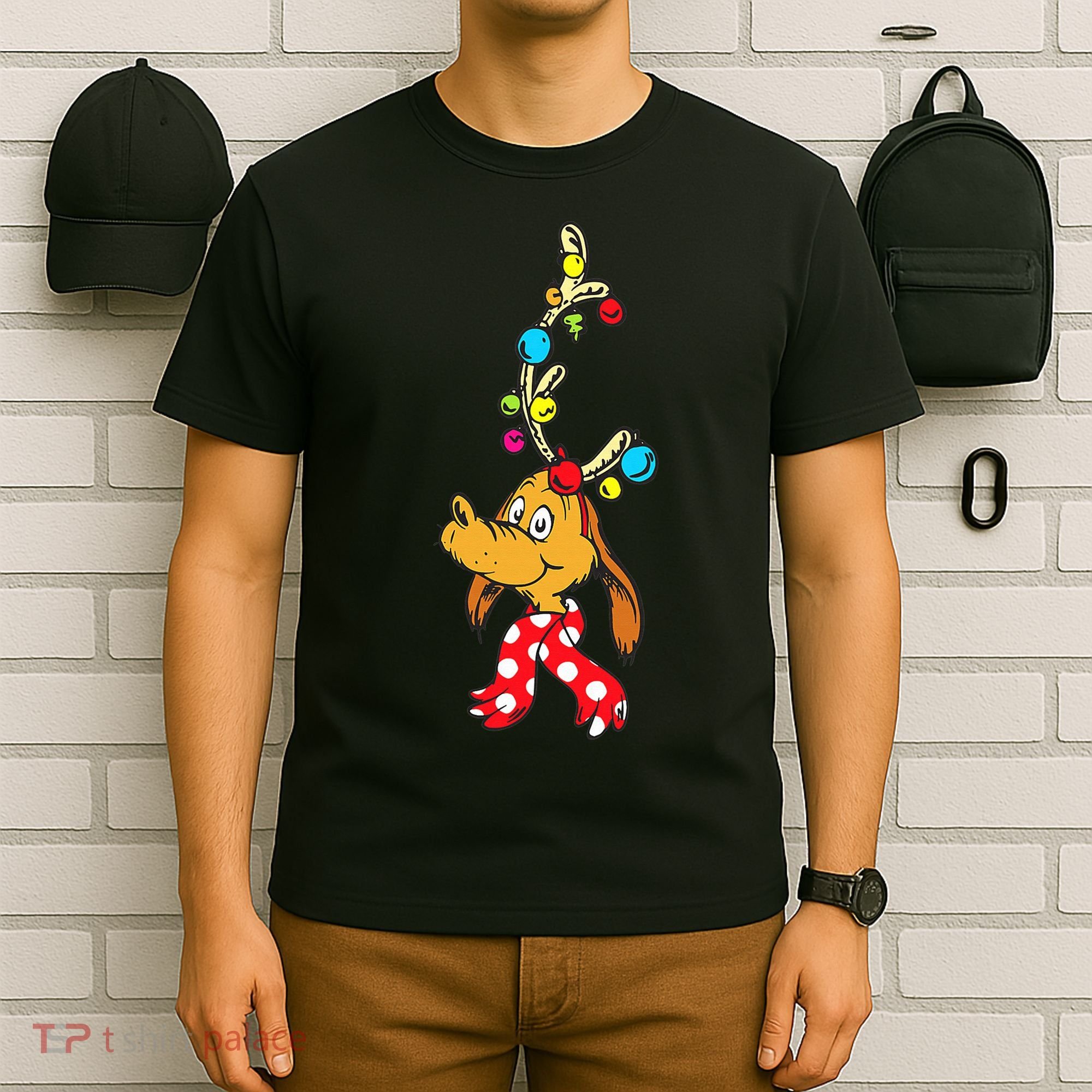 Funny Reindeer Max Dog Christmas  T-Shirt