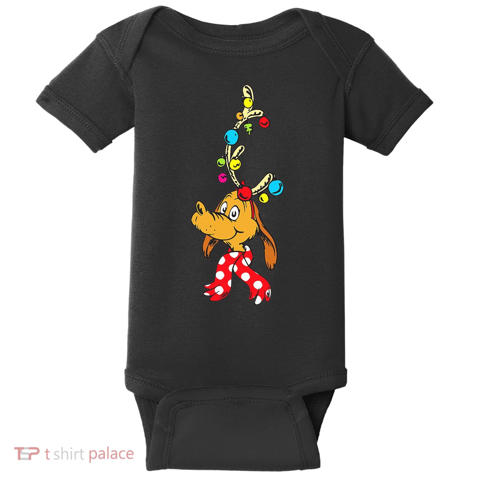 Funny Reindeer Max Dog Christmas  Baby Bodysuit