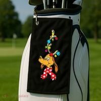 Funny Reindeer Max Dog Christmas  Golf Towel thumb 2