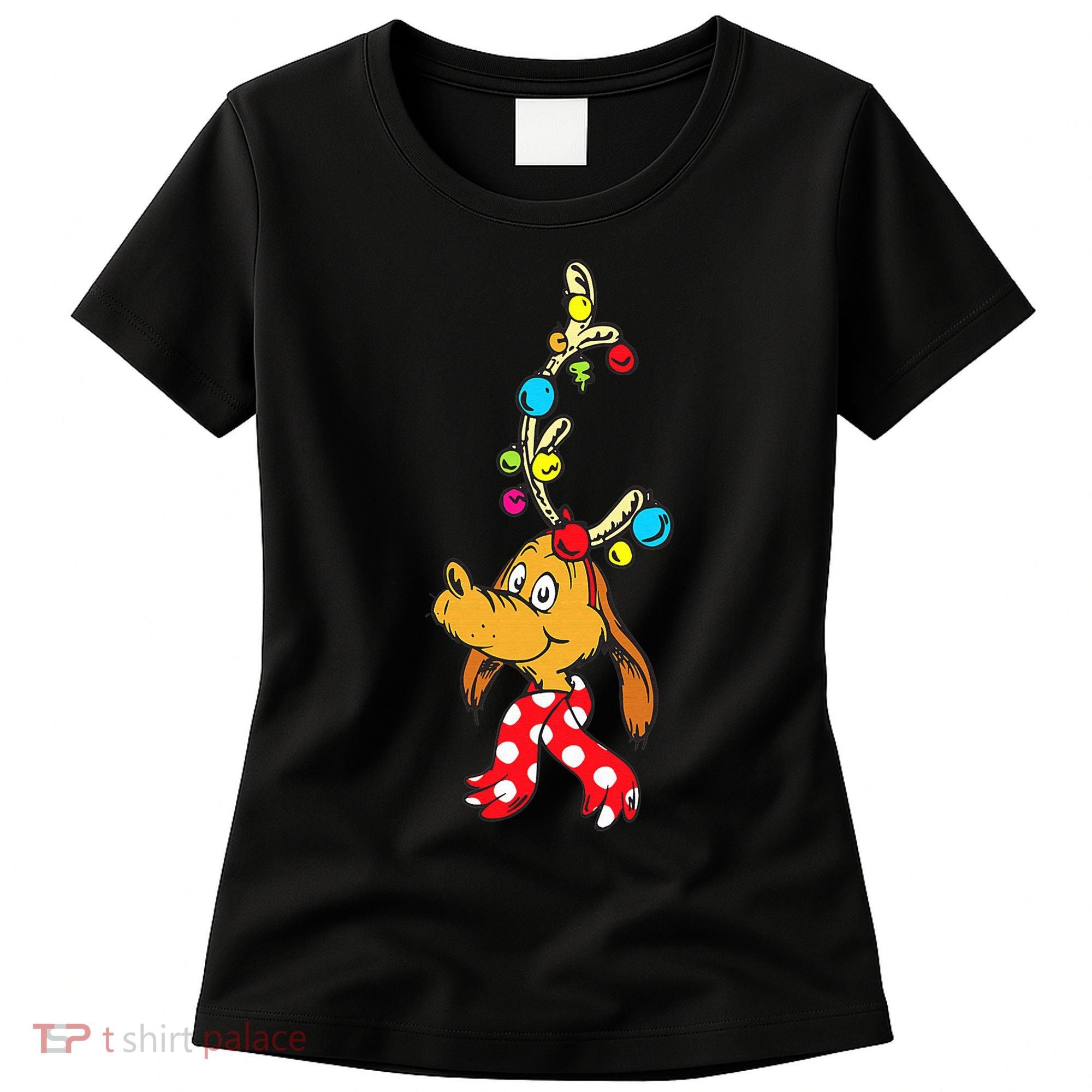 Funny Reindeer Max Dog Christmas  Women's T-Shirt