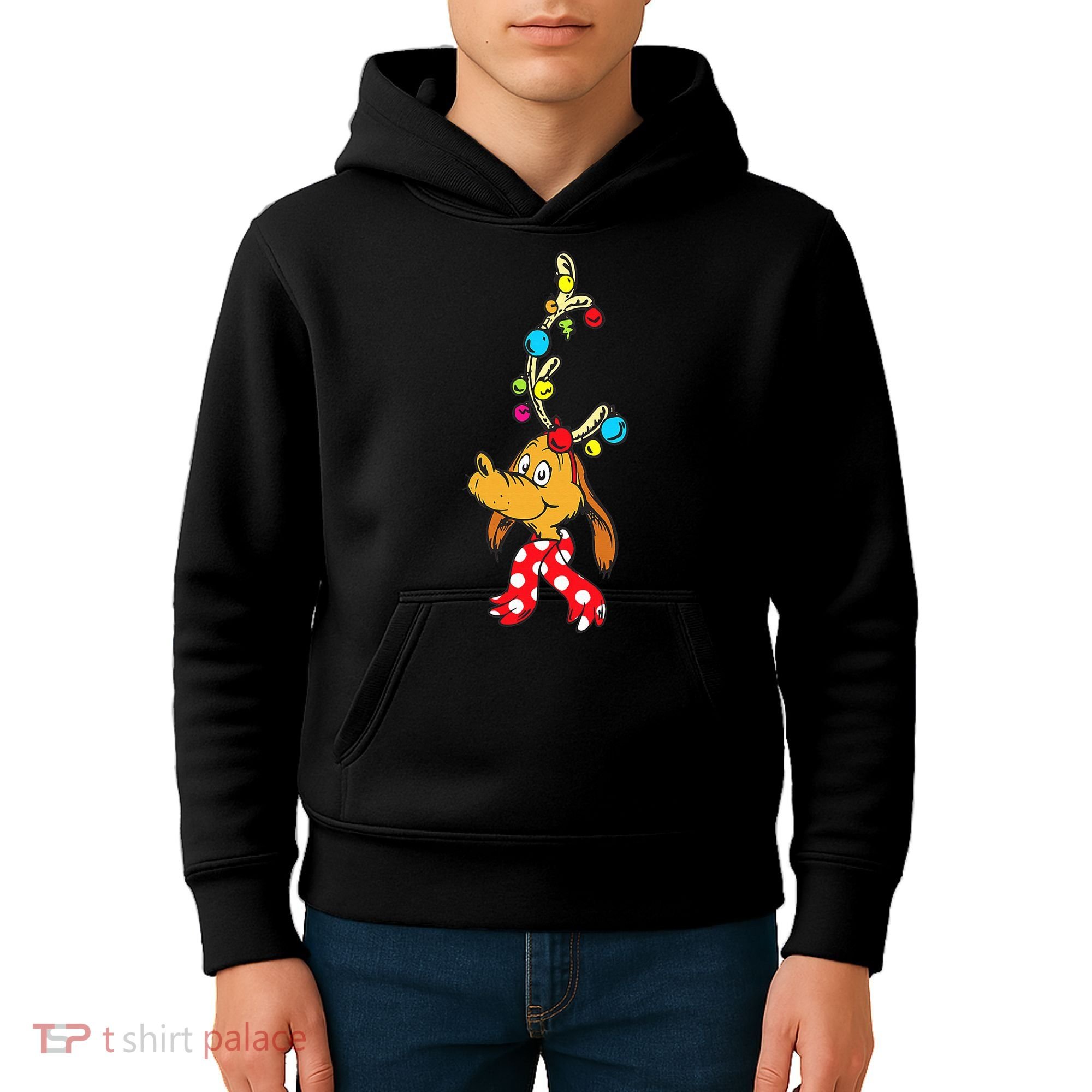 Funny Reindeer Max Dog Christmas  Kids Hoodie