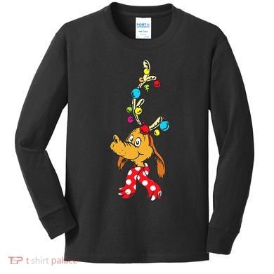 Funny Reindeer Max Dog Christmas  Kids Long Sleeve Shirt