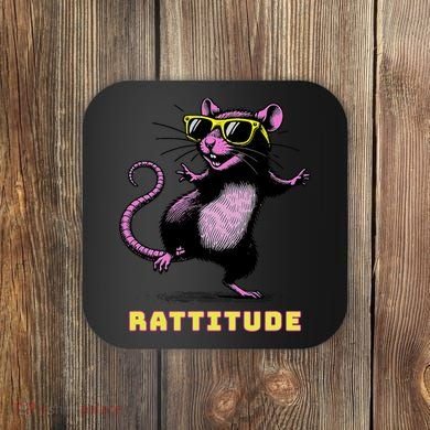 Funny Rat Meme Rattitude Rat Sunglasses Dancing Coaster
