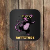 Funny Rat Meme Rattitude Rat Sunglasses Dancing Coaster thumb 0