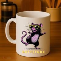 Funny Rat Meme Rattitude Rat Sunglasses Dancing Coffee Mug thumb 4