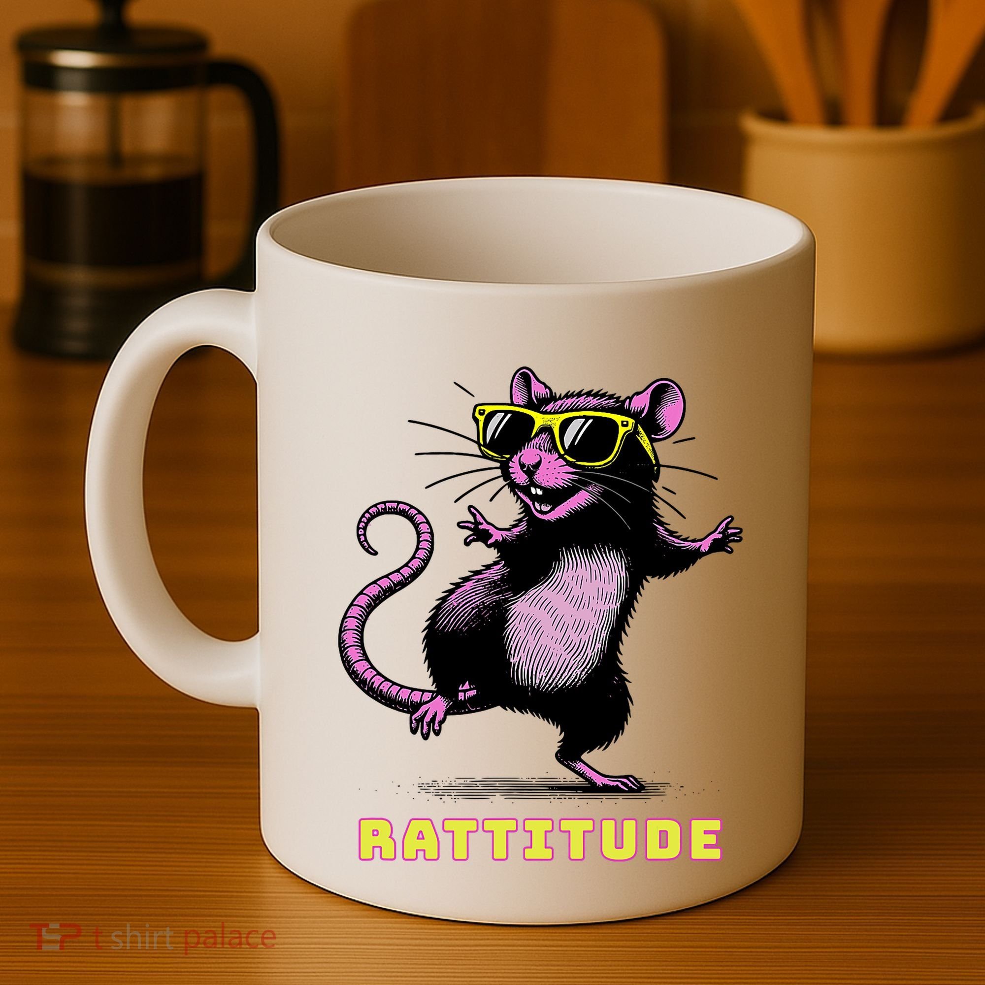 Funny Rat Meme Rattitude Rat Sunglasses Dancing Coffee Mug