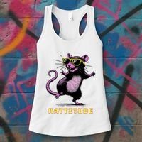 Funny Rat Meme Rattitude Rat Sunglasses Dancing Women's Tank Top thumb 3