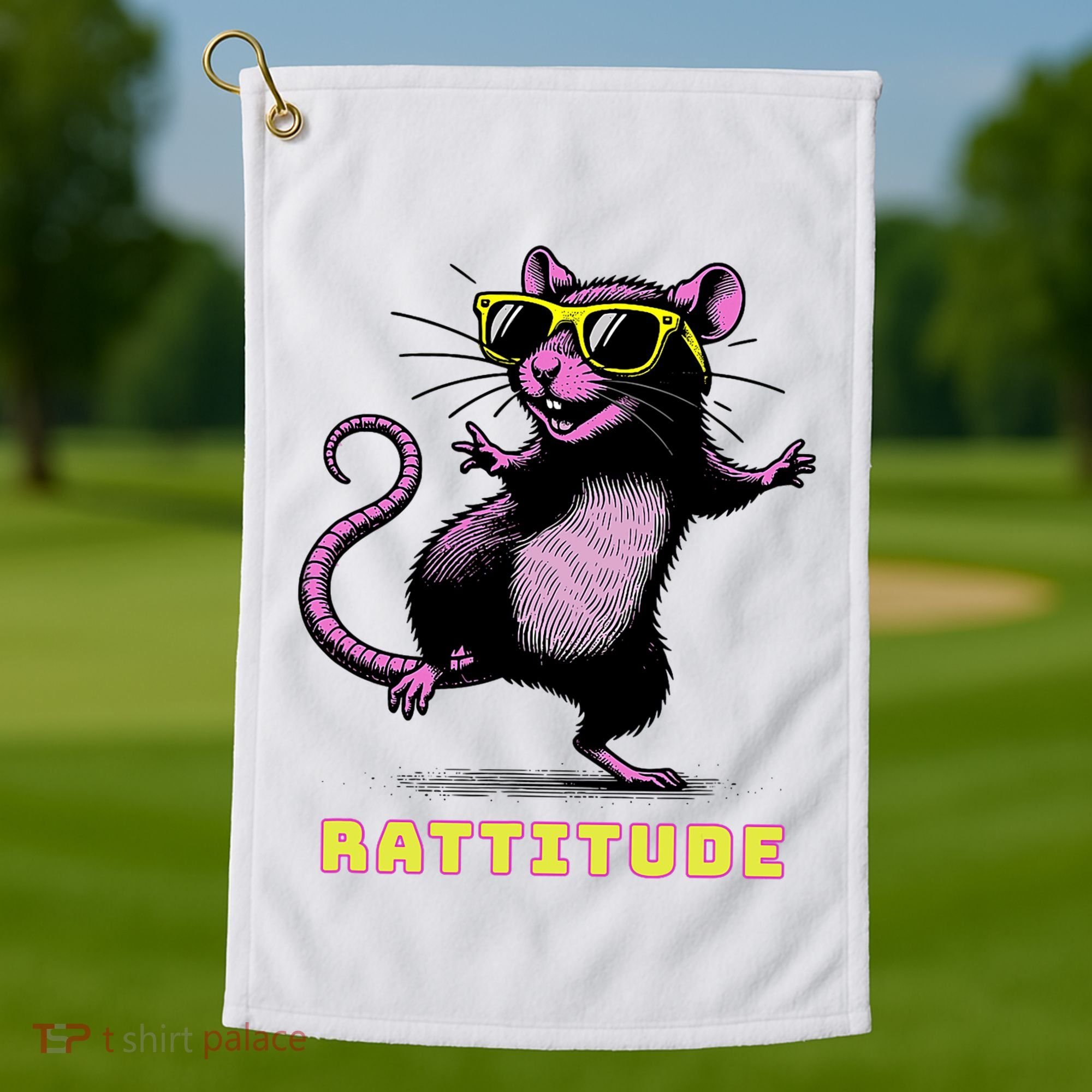 Funny Rat Meme Rattitude Rat Sunglasses Dancing Golf Towel