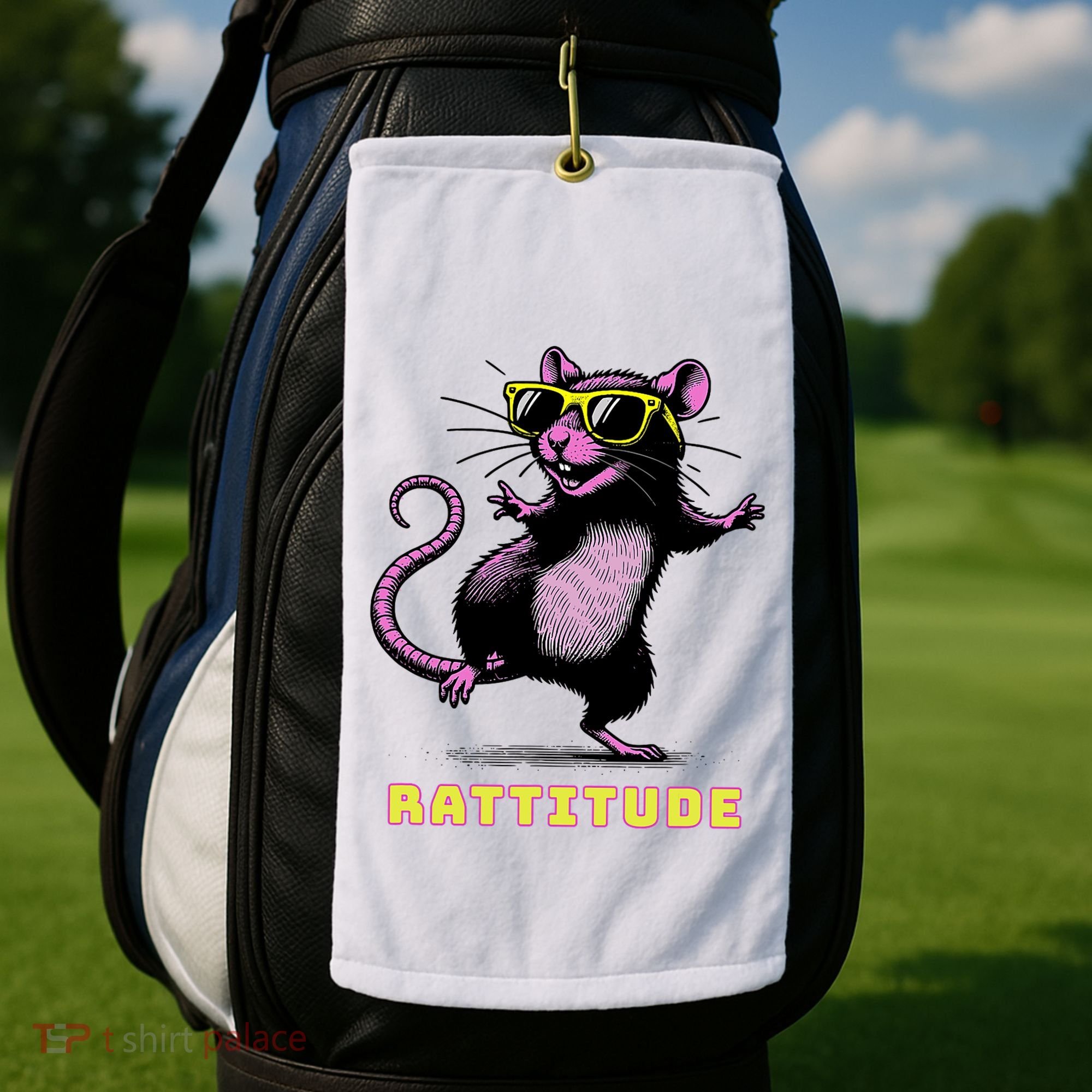 Funny Rat Meme Rattitude Rat Sunglasses Dancing Golf Towel