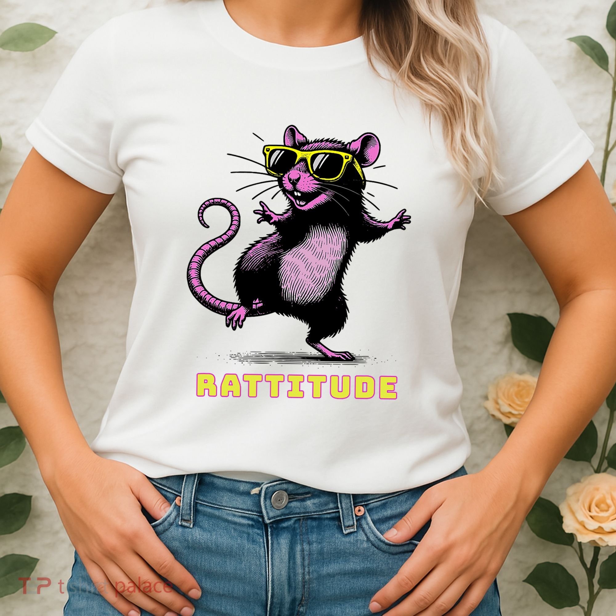 Funny Rat Meme Rattitude Rat Sunglasses Dancing Women's T-Shirt
