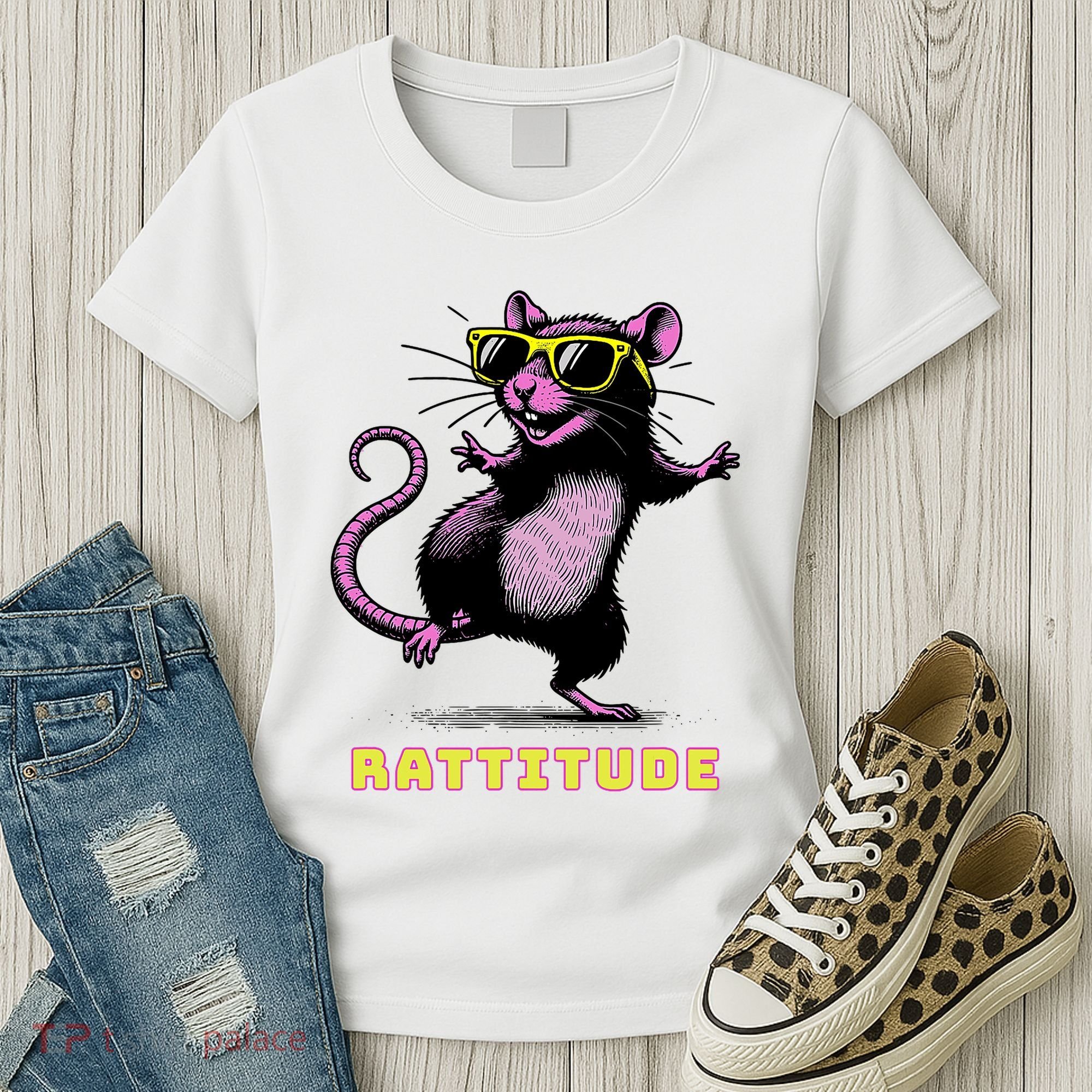 Funny Rat Meme Rattitude Rat Sunglasses Dancing Women's T-Shirt