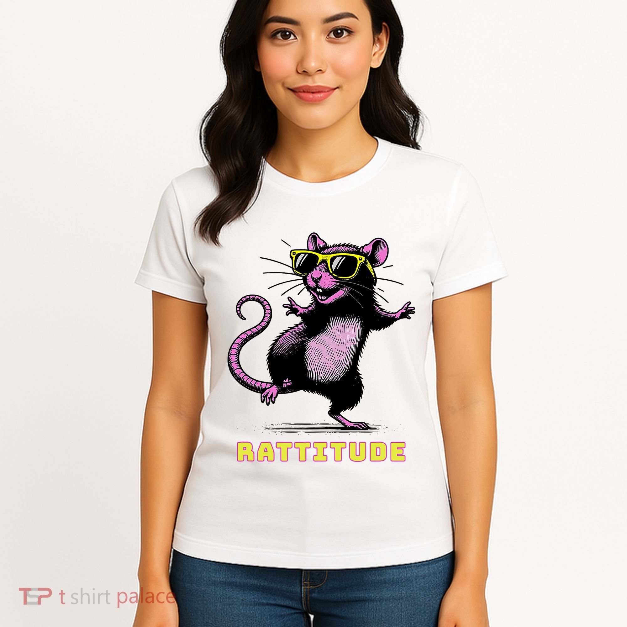Funny Rat Meme Rattitude Rat Sunglasses Dancing Women's T-Shirt